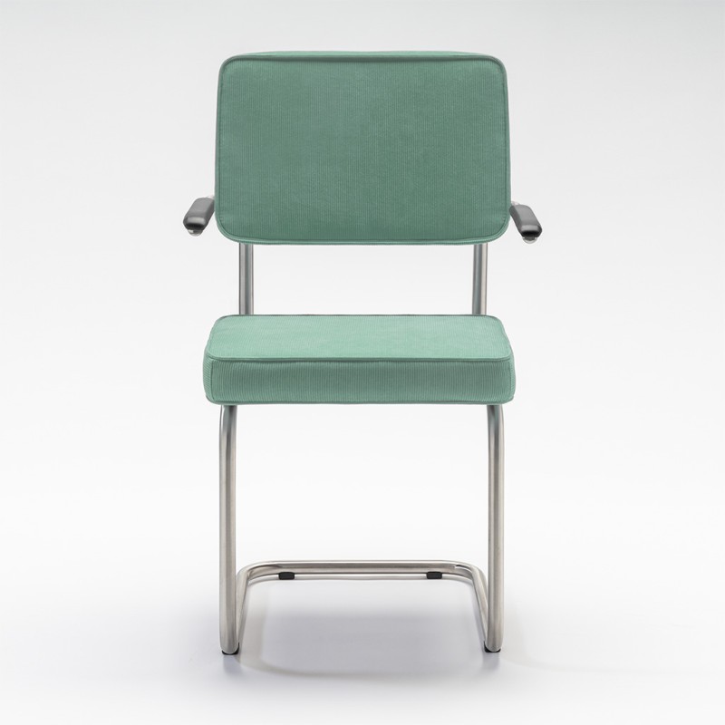 Bruut Ridge Rib stoel met arm Oud Groen geborsteld RVS (mat)