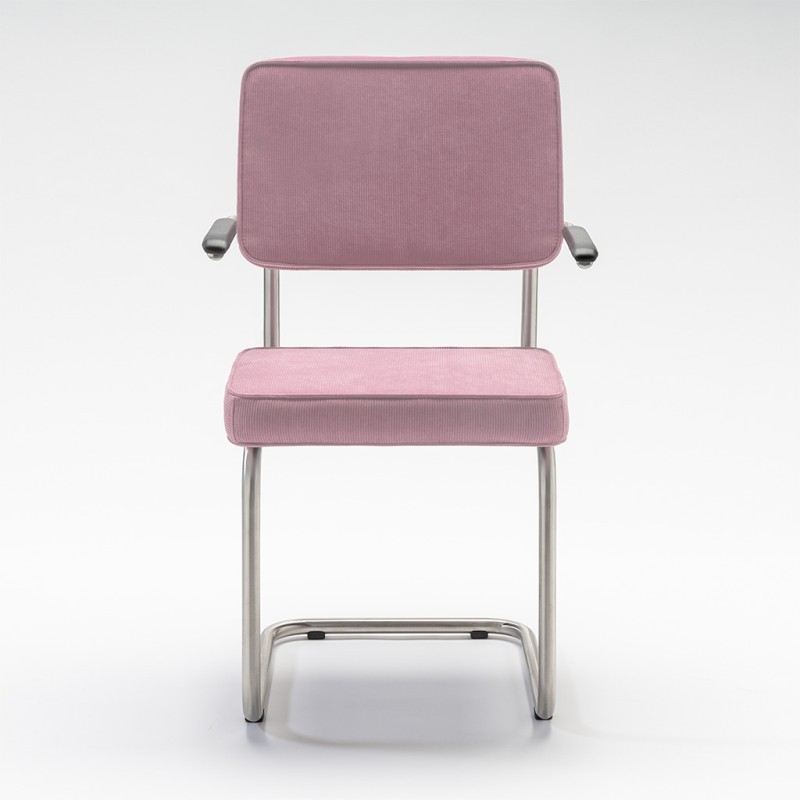 Bruut Ridge Rib stoel met arm oud Roze geborsteld RVS (mat)