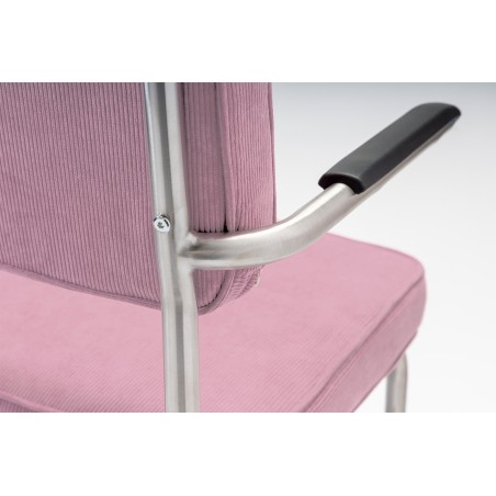 Bruut Ridge Rib stoel met arm oud Roze geborsteld RVS (mat)