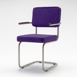 Bruut Ridge Rib stoel met arm Paars geborsteld RVS (mat)