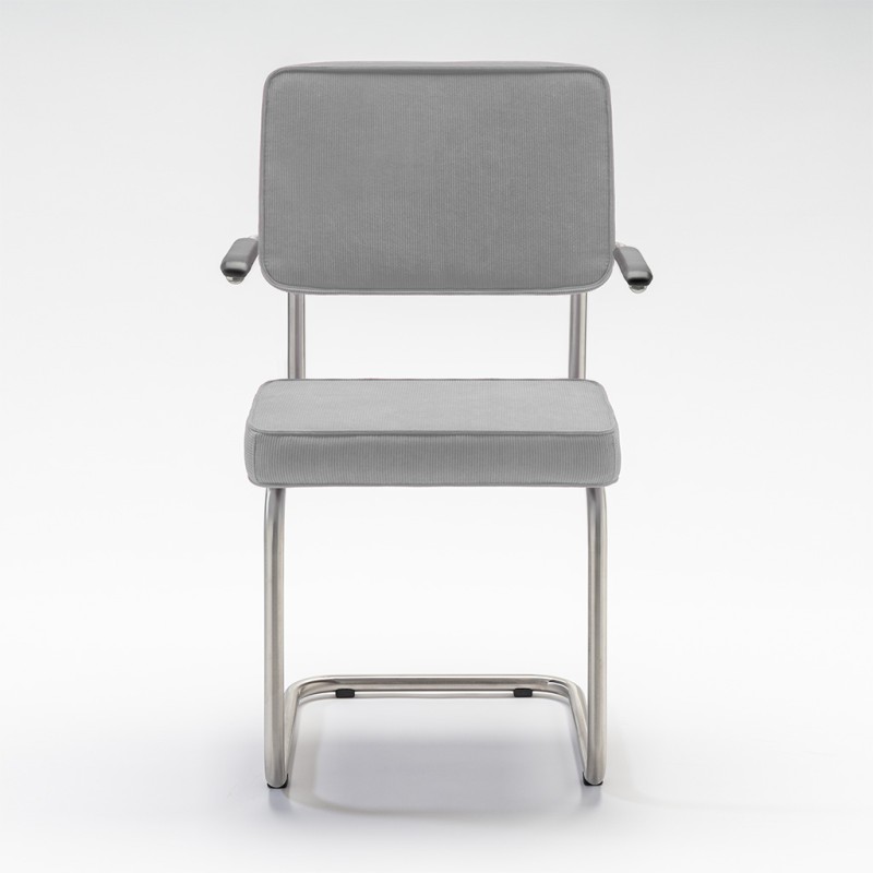 Bruut Ridge Rib stoel met arm Grijs geborsteld RVS (mat)