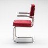 Bruut Ridge Rib stoel met arm Rood geborsteld RVS (mat)