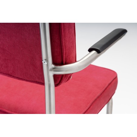 Bruut Ridge Rib stoel met arm Rood geborsteld RVS (mat) detailfoto