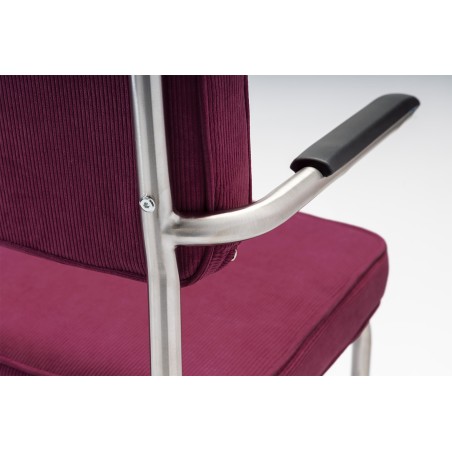 Bruut Ridge Rib stoel met arm Bordeaux geborsteld RVS (mat)