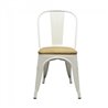 Tolix chair Wit met houten zitting