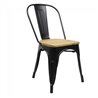 Tolix chair Zwart met houten zitting