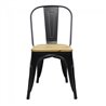 Tolix chair Zwart met houten zitting