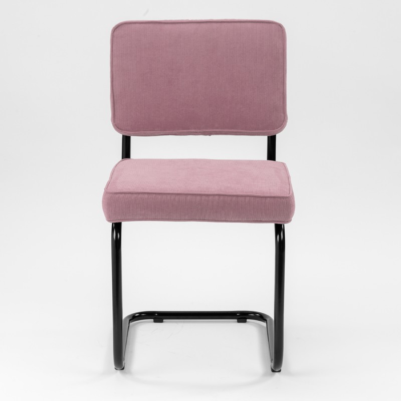 Bruut Ridge Rib stoel oud roze zwart frame