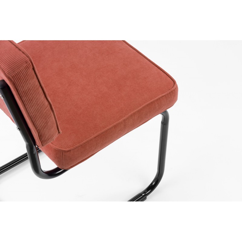 Bruut Ridge Rib stoel Koraal Zwart frame