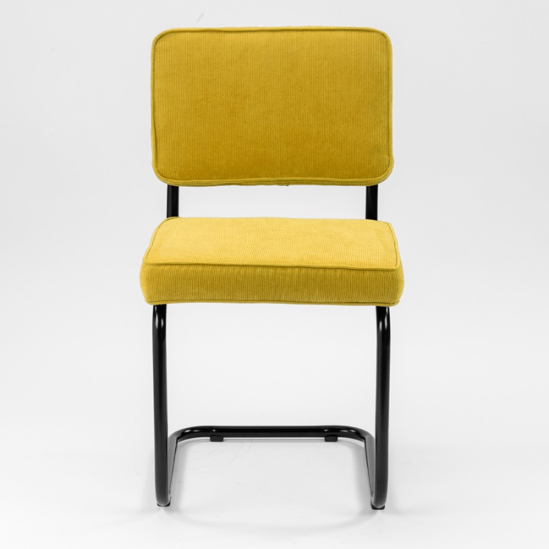 beginnen bodem komen Bauhaus Rib Stoel geel eetkamerstoel/kantoorstoel met zwart frame