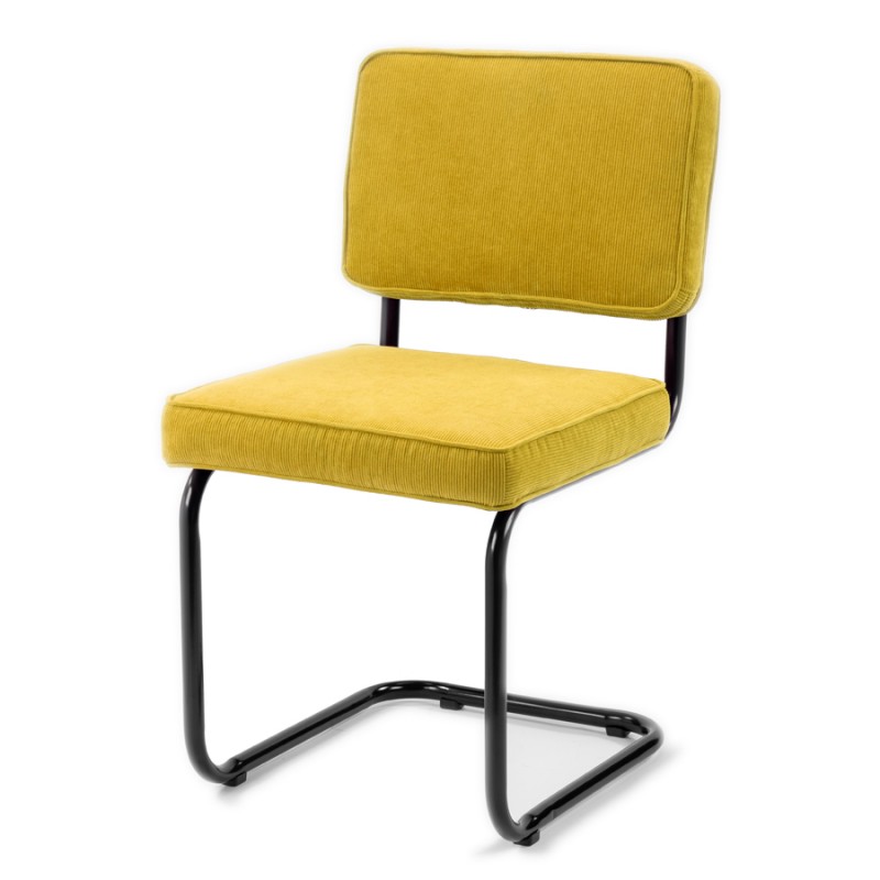 gevolg pijpleiding rotatie Bauhaus Rib Stoel geel eetkamerstoel/kantoorstoel met zwart frame
