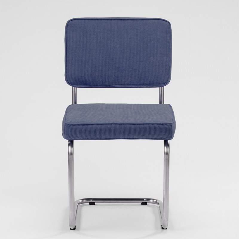 Bruut Ridge Rib stoel staalblauw geborsteld RVS