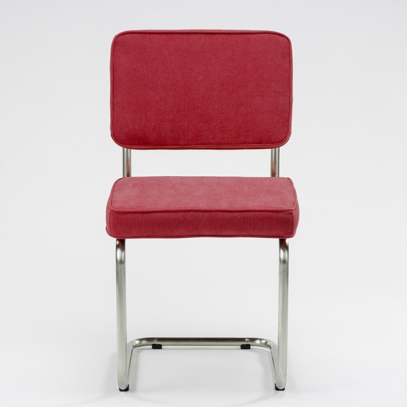 Bruut Ridge Rib stoel rood geborsteld RVS