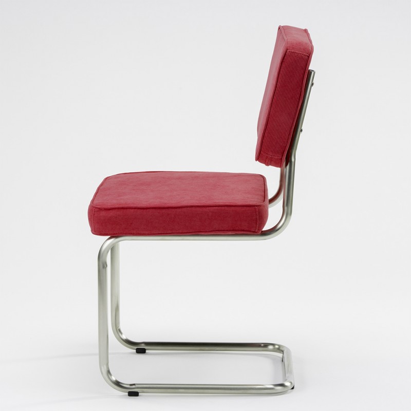 Bruut Ridge Rib stoel rood geborsteld RVS