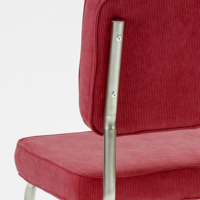 Bruut Ridge Rib stoel rood geborsteld RVS