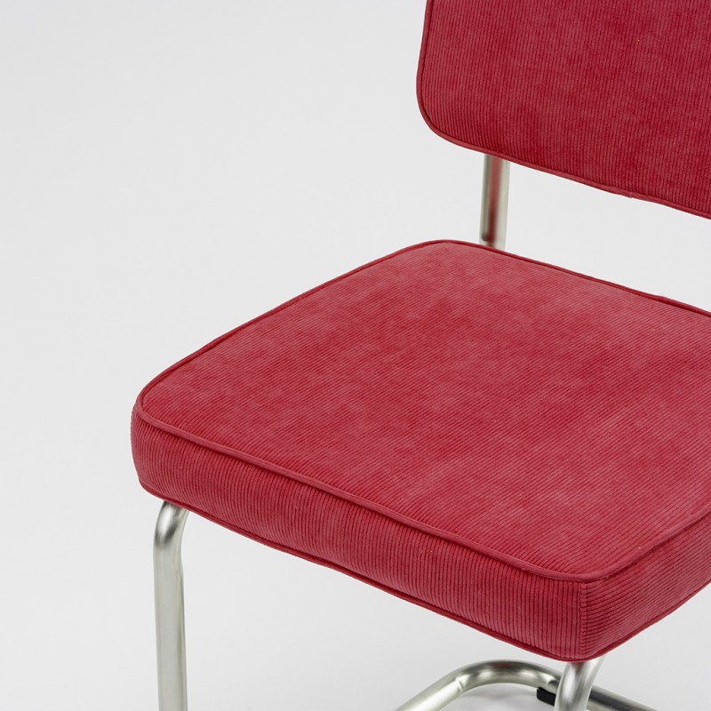 Bruut Ridge Rib stoel rood geborsteld RVS