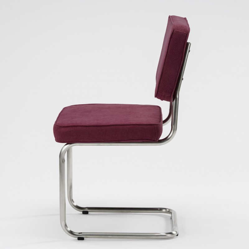 Bruut Ridge Rib stoel bordeaux geborsteld RVS