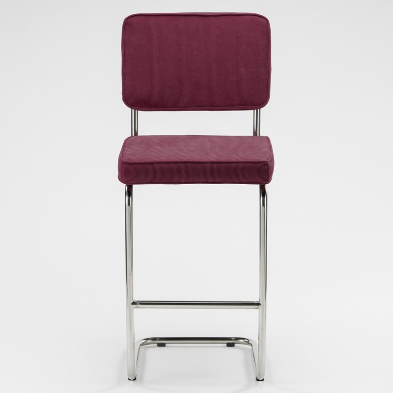 Bruut Ridge Rib barstoel bordeaux RVS
