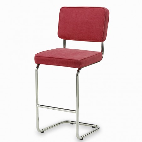 Bruut Ridge Rib barstoel rood RVS