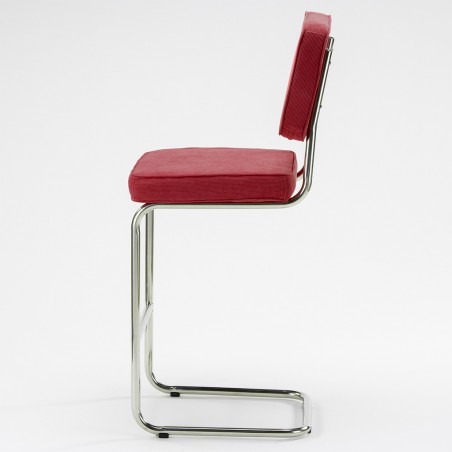 Bruut Ridge Rib barstoel rood RVS